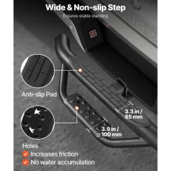 VEVOR Hitch Step for 2 Inch Receiver, Universal Rear Bumper Guard Protector with 350 LBS Load Capacity, Strong Mild Steel Construction with Pin Kit and Stabilizer, Fit for Truck, SUV, Pickup, Trailer