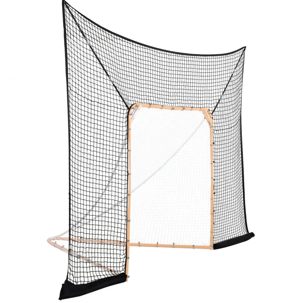 VEVOR Hockey and Lacrosse Goal Backstop, 12x9 ft Lacrosse Net with Extended Coverage, Quick Easy Setup Complete Accessories Training Net, Backyard Lacrosse Equipment, for Youth Adult (NET ONLY)