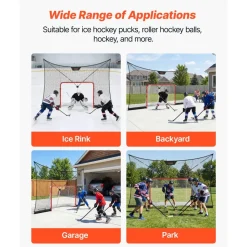 VEVOR Hockey Goal Goal and Backstop Net Set, 12x7 ft Durable Hockey Net with Extended Coverage, Lightweight Portable Complete Training Accessory Set, Easy Assembly, for Youth and Adults