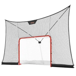 VEVOR Hockey Goal Goal and Backstop Net Set, 12x7 ft Durable Hockey Net with Extended Coverage, Lightweight Portable Complete Training Accessory Set, Easy Assembly, for Youth and Adults