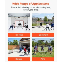 VEVOR Hockey Net Backstop, 12x7 ft Durable Hockey Goal Backstop Net with Extended Coverage, Lightweight and Portable Backyard Training Equipment, Easy Assembly, for Youth Adult (NET ONLY)