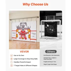 VEVOR Hockey Shooting Tarp, Shooter Tutor Ice Hockey Goal Practice Target, Tear-proof Premium Net with 7 Holes, Easy Set Up Hockey Net Replacement, Training Equipment for Practicing Shooting Accuracy