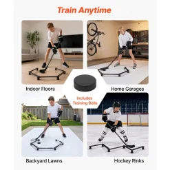VEVOR Hockey Training Equipment, 5-Section Adjustable Hockey Stick Handling Trainer, Portable On/Off Ice Trainer, Lightweight Solid Sports Tool for Puck Control, Reaction Time, Hand-Eye Coordination