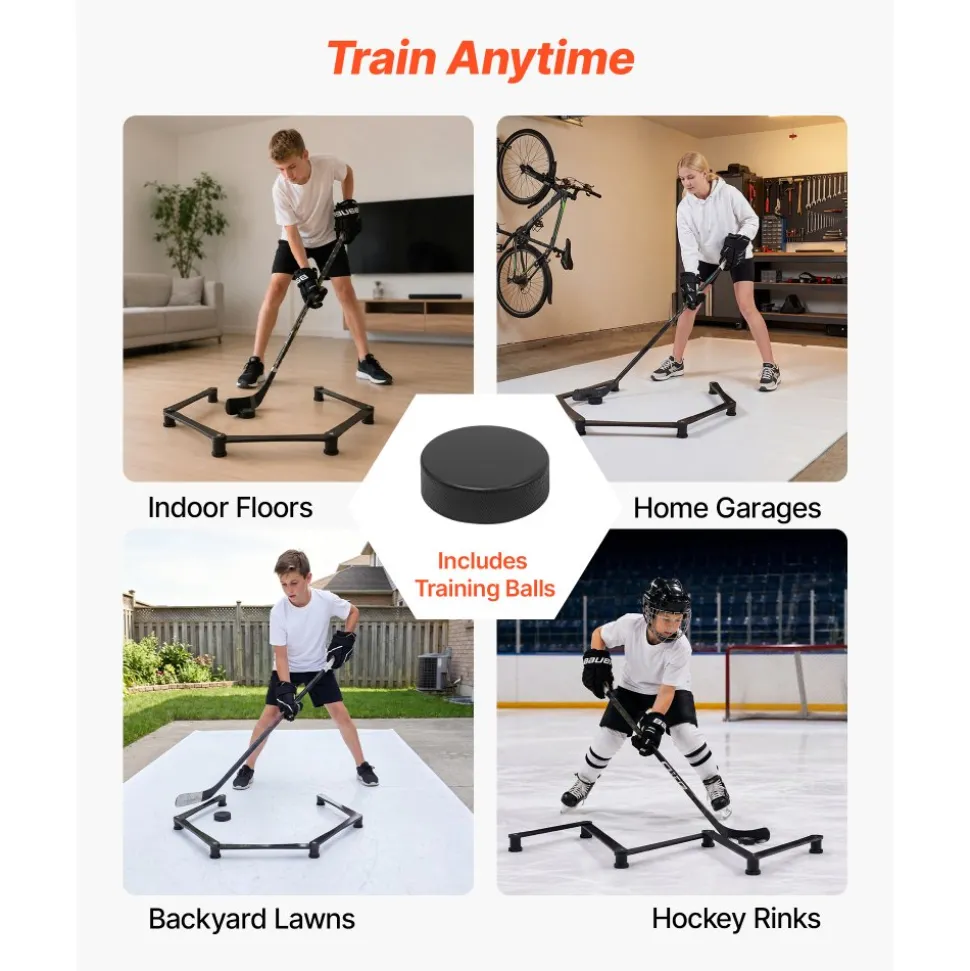 VEVOR Hockey Training Equipment, 5-Section Adjustable Hockey Stick Handling Trainer, Portable On/Off Ice Trainer, Lightweight Solid Sports Tool for Puck Control, Reaction Time, Hand-Eye Coordination