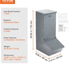 VEVOR Hog Feeder, 2.2 Bushel Capacity, Single Door Pig Feeder, Heavy Duty Steel Piglets Feeder, Multipurpose Trough Creep Feeder, Outdoor Livestock Feeder Farm Accessory for Feeding up to 5 Hogs