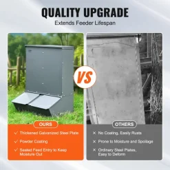 VEVOR Hog Feeder, 3.7 Bushel Capacity, Double Door Pig Feeder, Heavy Duty Steel Piglets Feeder, Multipurpose Trough Creep Feeder, Outdoor Livestock Feeder Farm Accessory for Feeding up to 8 Hogs