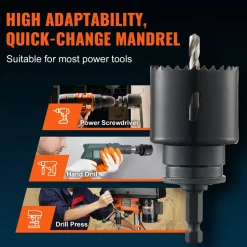 VEVOR Hole Saw Kit, 18 PCS Saw Blades, 6 Drill Bits, 1 Hex Wrench, General Purpose Size from 3/4