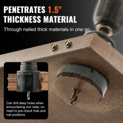 VEVOR Hole Saw Kit, 18 PCS Saw Blades, 6 Drill Bits, 1 Hex Wrench, General Purpose Size from 3/4