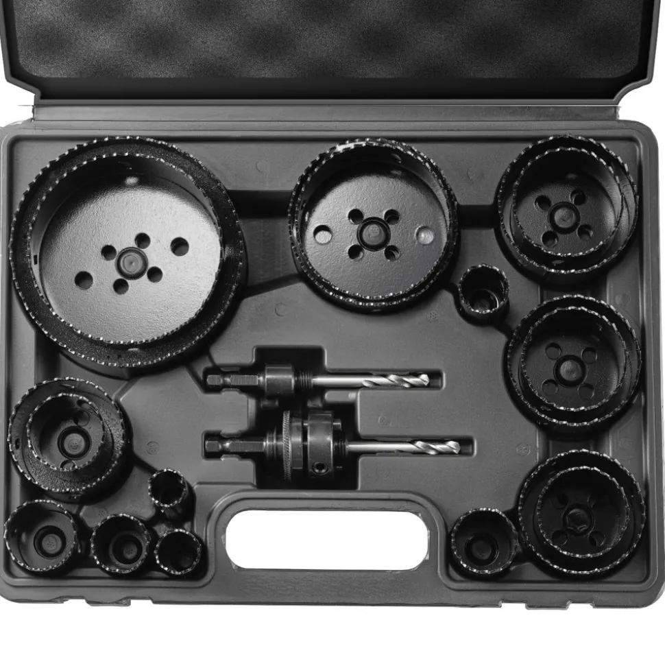 VEVOR Hole Saw Kit, 18 PCS Saw Blades, 6 Drill Bits, 1 Hex Wrench, General Purpose Size from 3/4" to 4-1/2", Bi Metal M42 Hole Saw Set with Carrying Case, Ideal for Wood Board, Plastic and Iron Plate