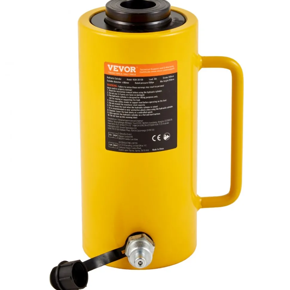 VEVOR Hollow Plunger 30Ton 4"Stoke/ 100mm Hydraulic Cylinder Jack Single Acting