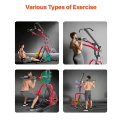 VEVOR Home Gym Equipment, Leverage Gym with 2:1 Ratio LAT Low Row System, Strength Training Machine for Squats Deadlifts Bench Press Bicep Curls, Home Gym Machine, Adjustable Full Body Workout Station