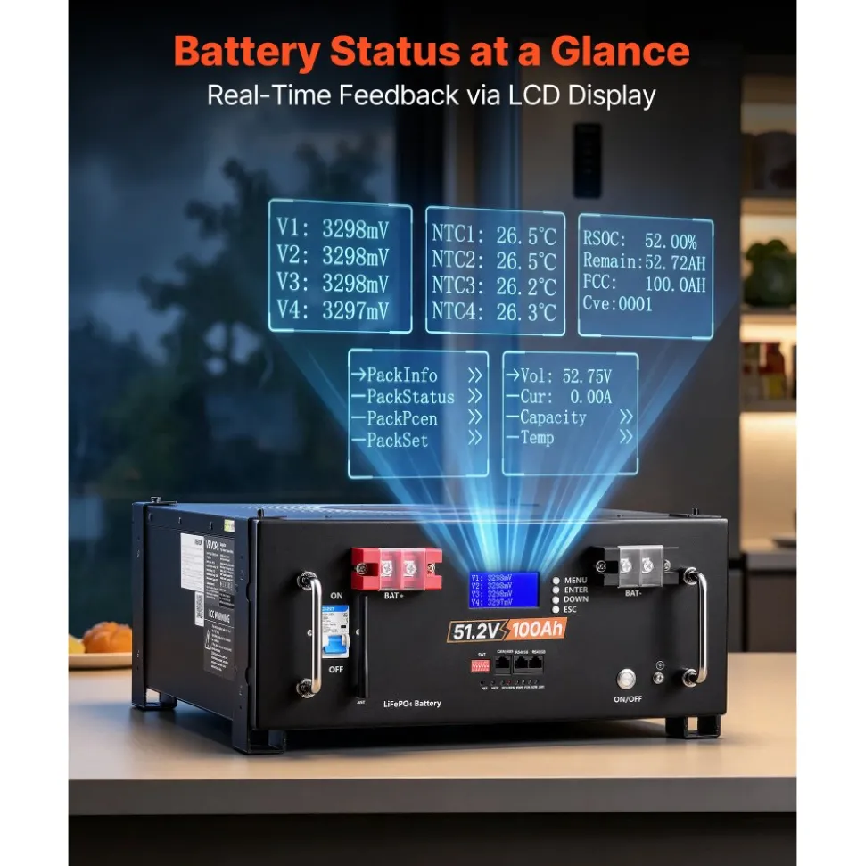 VEVOR Home Power Station Backup Power, 5120Wh, LiFePO4 Lithium Battery, Support Communication, Bluetooth and WiFi, AC 5000W Inverter, Fast Charge, for Home Backup, Emergency, Solar System Components