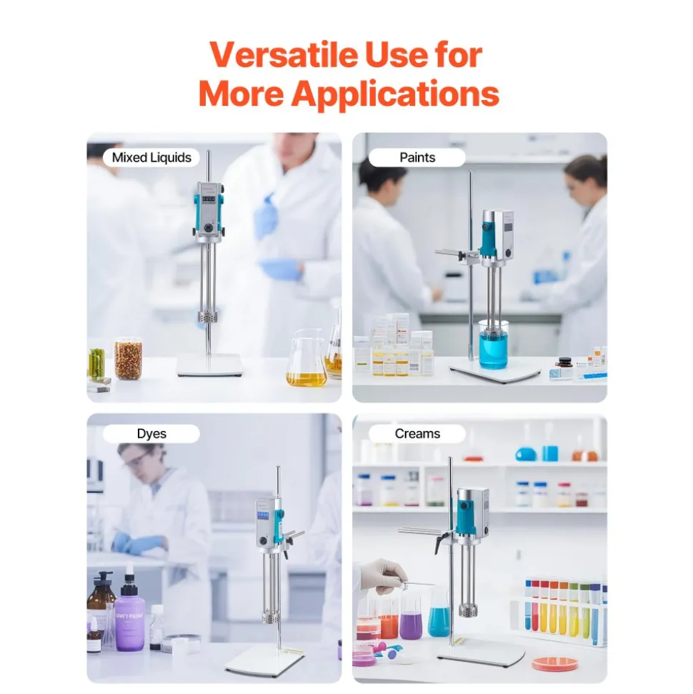 VEVOR Homogenizer, 500 W Laboratory High Speed Dispersing Homogenizer, 200-11000 RPM High Shear Lab Mixer Emulsification Machine, Digital Display Blender, Stainless Steel, for Cosmetics/Food Industry