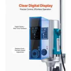 VEVOR Homogenizer, 900 W Laboratory High Speed Dispersing Homogenizer, 2000-28000RPM High Shear Lab Mixer Emulsification Machine, Digital Display Blender, Stainless Steel, for Cosmetics/Food Industry