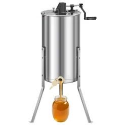 VEVOR Honey Extractor, 2 Frame Manual Honey Spinner with Transparent Lid, Stainless Steel Honeycomb Drum Spinner with Height Adjustable Stand, Honeycomb Extraction Centrifuge Equipment for Beekeeping