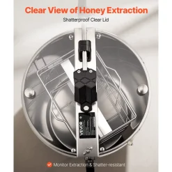 VEVOR Honey Extractor, 2 Frame Manual Honey Spinner with Transparent Lid, Stainless Steel Honeycomb Drum Spinner with Height Adjustable Stand, Honeycomb Extraction Centrifuge Equipment for Beekeeping