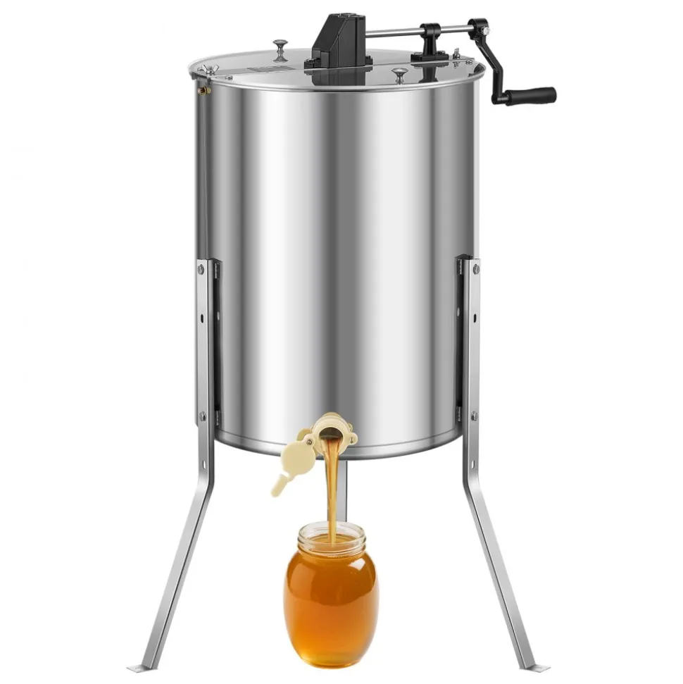 VEVOR Honey Extractor, 4/8 Frame Manual Honey Spinner with Transparent Lid, Stainless Steel Honeycomb Drum Spinner with Height Adjustable Stand, Honeycomb Extraction Equipment for Beekeeping