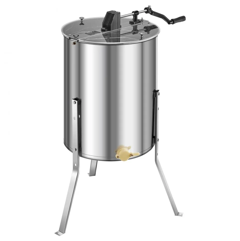 VEVOR Honey Extractor, 4/8 Frame Manual Honey Spinner with Transparent Lid, Stainless Steel Honeycomb Drum Spinner with Height Adjustable Stand, Honeycomb Extraction Equipment for Beekeeping
