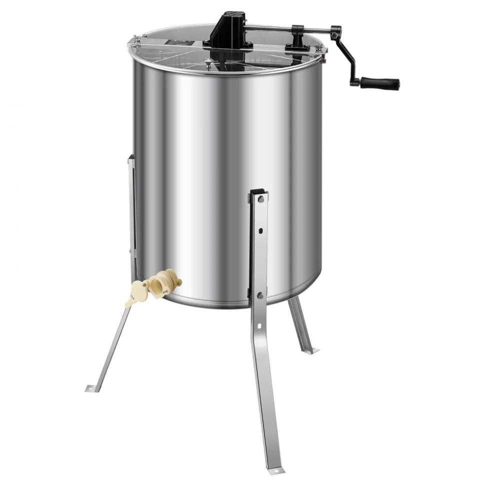 VEVOR Honey Extractor, 4/8 Frame Manual Honey Spinner with Transparent Lid, Stainless Steel Honeycomb Drum Spinner with Height Adjustable Stand, Honeycomb Extraction Equipment for Beekeeping