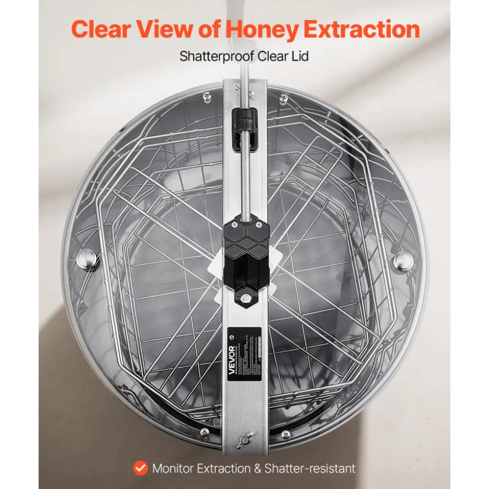 VEVOR Honey Extractor, 4/8 Frame Manual Honey Spinner with Transparent Lid, Stainless Steel Honeycomb Drum Spinner with Height Adjustable Stand, Honeycomb Extraction Equipment for Beekeeping