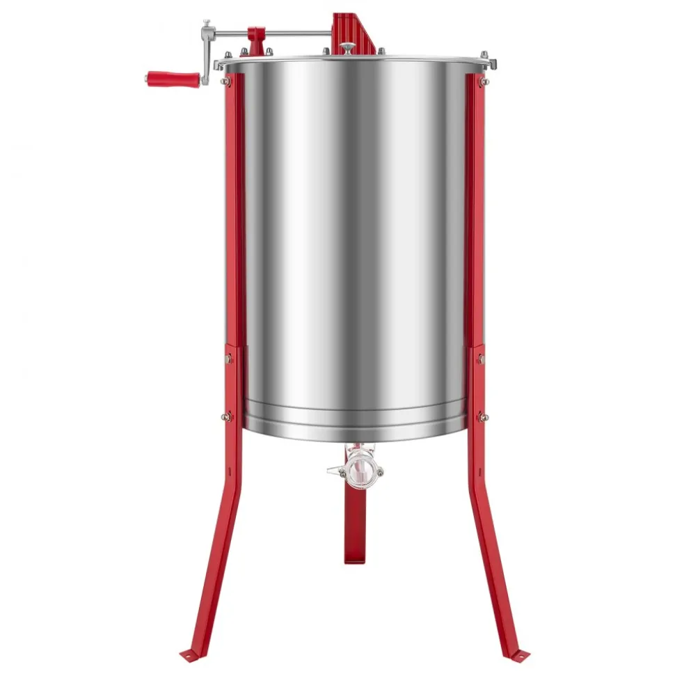 VEVOR Honey Extractor, 6 Frame Manual Honey Spinner with Transparent Lid, Stainless Steel Honeycomb Drum Spinner with Height Adjustable Stand, Honeycomb Extraction Centrifuge Equipment for Beekeeping