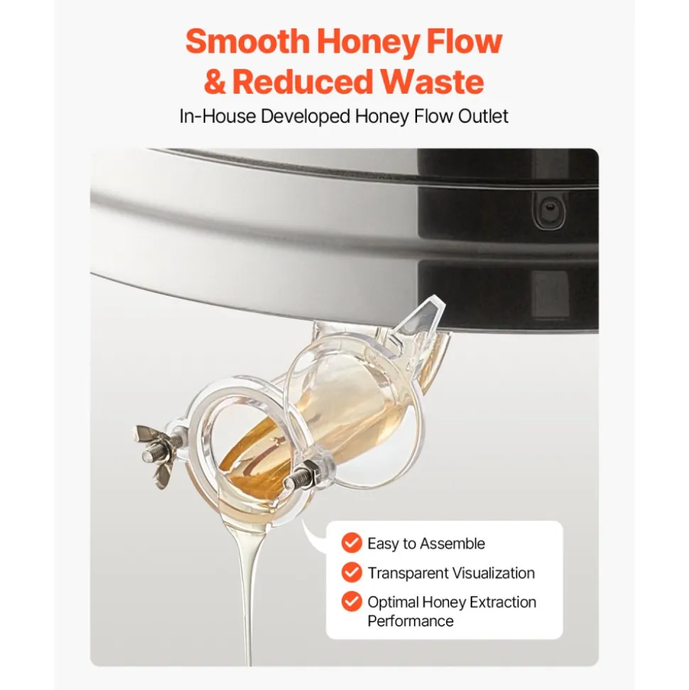VEVOR Honey Extractor, 6 Frame Manual Honey Spinner with Transparent Lid, Stainless Steel Honeycomb Drum Spinner with Height Adjustable Stand, Honeycomb Extraction Centrifuge Equipment for Beekeeping