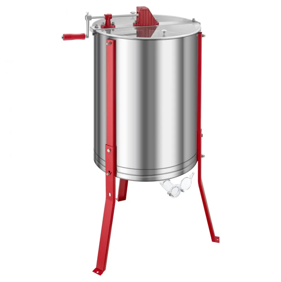 VEVOR Honey Extractor, 6 Frame Manual Honey Spinner with Transparent Lid, Stainless Steel Honeycomb Drum Spinner with Height Adjustable Stand, Honeycomb Extraction Centrifuge Equipment for Beekeeping