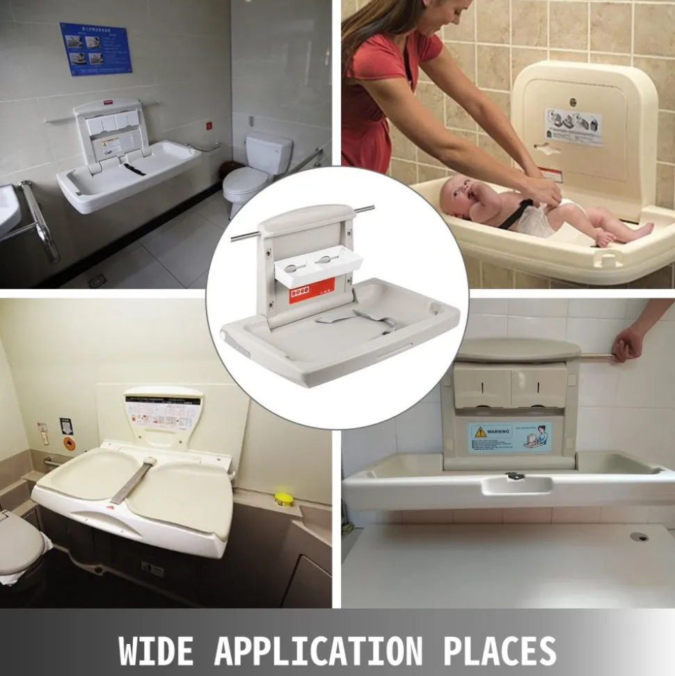 VEVOR Horizontal Baby Changing Table Wall-mounted Baby Diaper Changing Station Vertical Fold Down Baby Changing Table