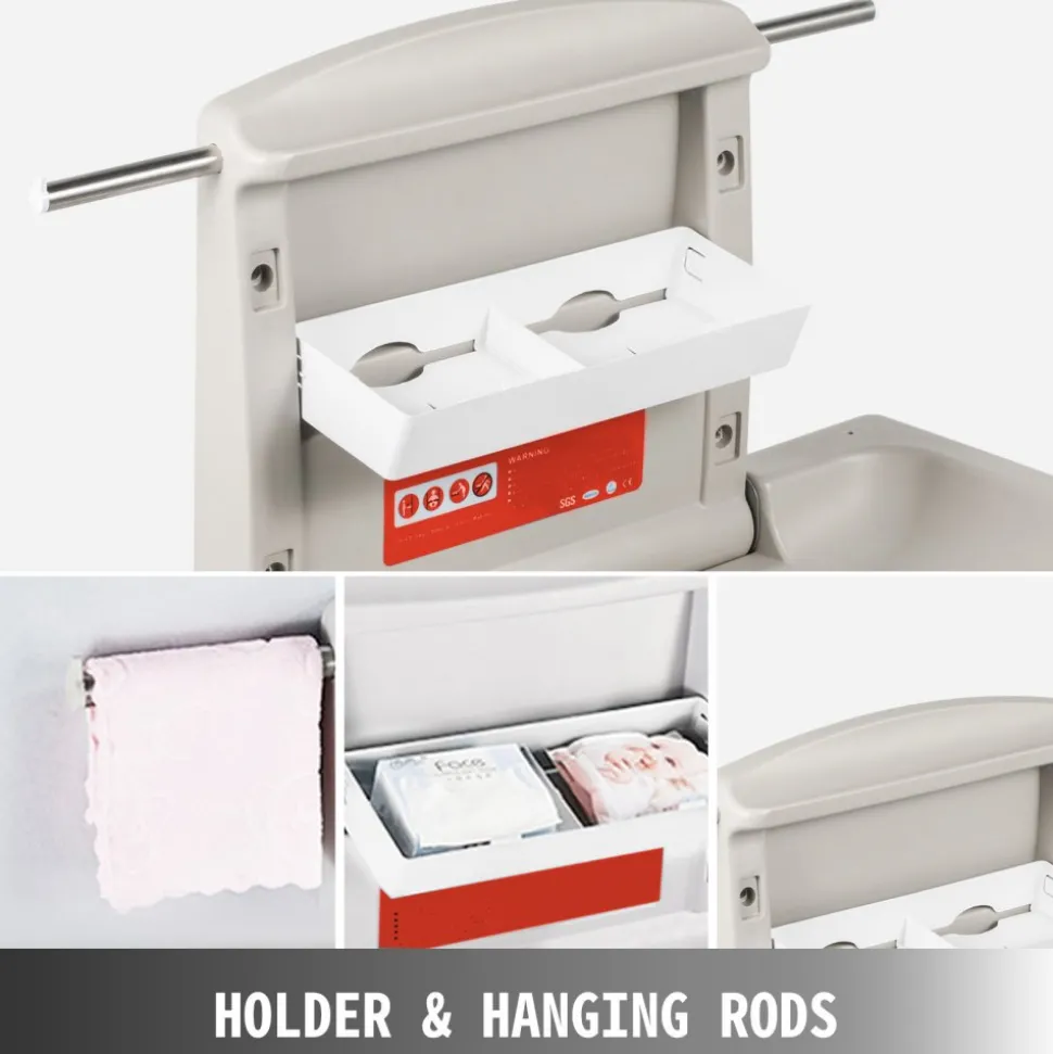 VEVOR Horizontal Baby Changing Table Wall-mounted Baby Diaper Changing Station Vertical Fold Down Baby Changing Table