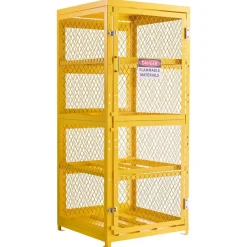 VEVOR Horizontal Cylinder Storage Cabinet, 30"L x 30"W x 70.3"H, 8 Cylinder Capacity, 4-Tier Propane Storage Cage, with Lock and Keys, Yellow Powder-Coated Carbon Steel, for Propane, Oxygen, Nitrogen