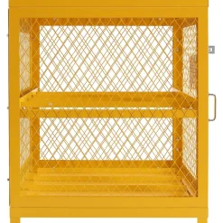 VEVOR Horizontal Cylinder Storage Cabinet, 4 x 33 lbs Cylinder Capacity, 31.02x30.04x35 inch Propane Storage Cage, Gas Cylinder Cabinet, Yellow Powder Coat Finish, for Freon, Gases, Oxygen, Nitrogen