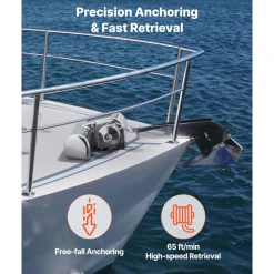 VEVOR Horizontal Fishing Windlass, 12V DC 600W, Windlass Anchor Systems Fit for 1/4-Inch Chain or 9/16 & 5/8 Inch Nylon Rope, Max Pull 573 lbs, 316 Stainless Steel Construction, for Boats 23-29.5 ft