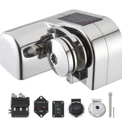 VEVOR Horizontal Fishing Windlass, 12V DC 600W, Windlass Anchor Systems Fit for 1/4-Inch Chain or 9/16 & 5/8 Inch Nylon Rope, Max Pull 573 lbs, 316 Stainless Steel Construction, for Boats 23-29.5 ft