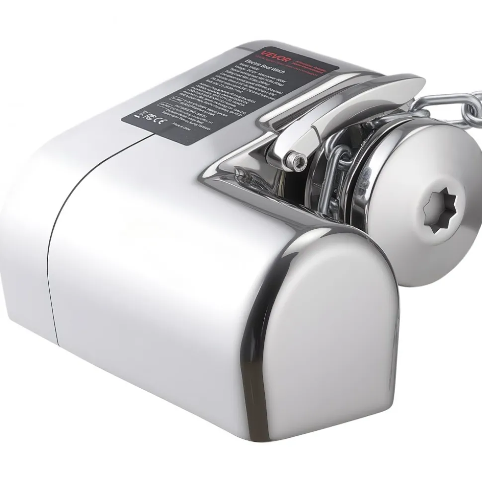 VEVOR Horizontal Fishing Windlass, 12V DC 600W, Windlass Anchor Systems Fit for 1/4-Inch Chain or 9/16 & 5/8 Inch Nylon Rope, Max Pull 573 lbs, 316 Stainless Steel Construction, for Boats 23-29.5 ft