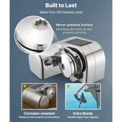 VEVOR Horizontal Fishing Windlass, 12V DC 600W, Windlass Anchor Systems Fit for 1/4-Inch Chain or 9/16 & 5/8 Inch Nylon Rope, Max Pull 573 lbs, 316 Stainless Steel Construction, for Boats 23-29.5 ft