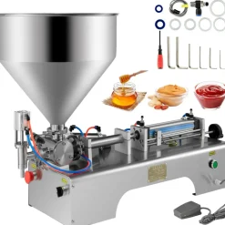 VEVOR Horizontal Pneumatic Liquid Filling Machine 10-300ML, Paste Liquid Filling Machine with 30L Hopper, Pneumatic Dual-use Paste Filling Machine for Cream Shampoo Liquids