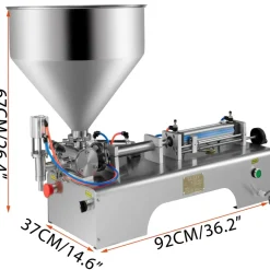 VEVOR Horizontal Pneumatic Liquid Filling Machine 10-300ML, Paste Liquid Filling Machine with 30L Hopper, Pneumatic Dual-use Paste Filling Machine for Cream Shampoo Liquids