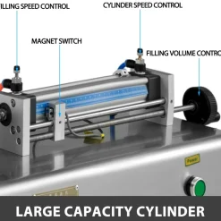 VEVOR Horizontal Pneumatic Liquid Filling Machine 10-300ML, Paste Liquid Filling Machine with 30L Hopper, Pneumatic Dual-use Paste Filling Machine for Cream Shampoo Liquids