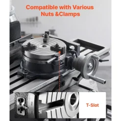 VEVOR Horizontal Vertical Rotary Table 8 in Precision Milling Rotary Table, with T-Slot & Graduated Scale, Worm Gear Adjustment, Cast Iron, Precision Indexing, for Milling Machines & Drill Presses