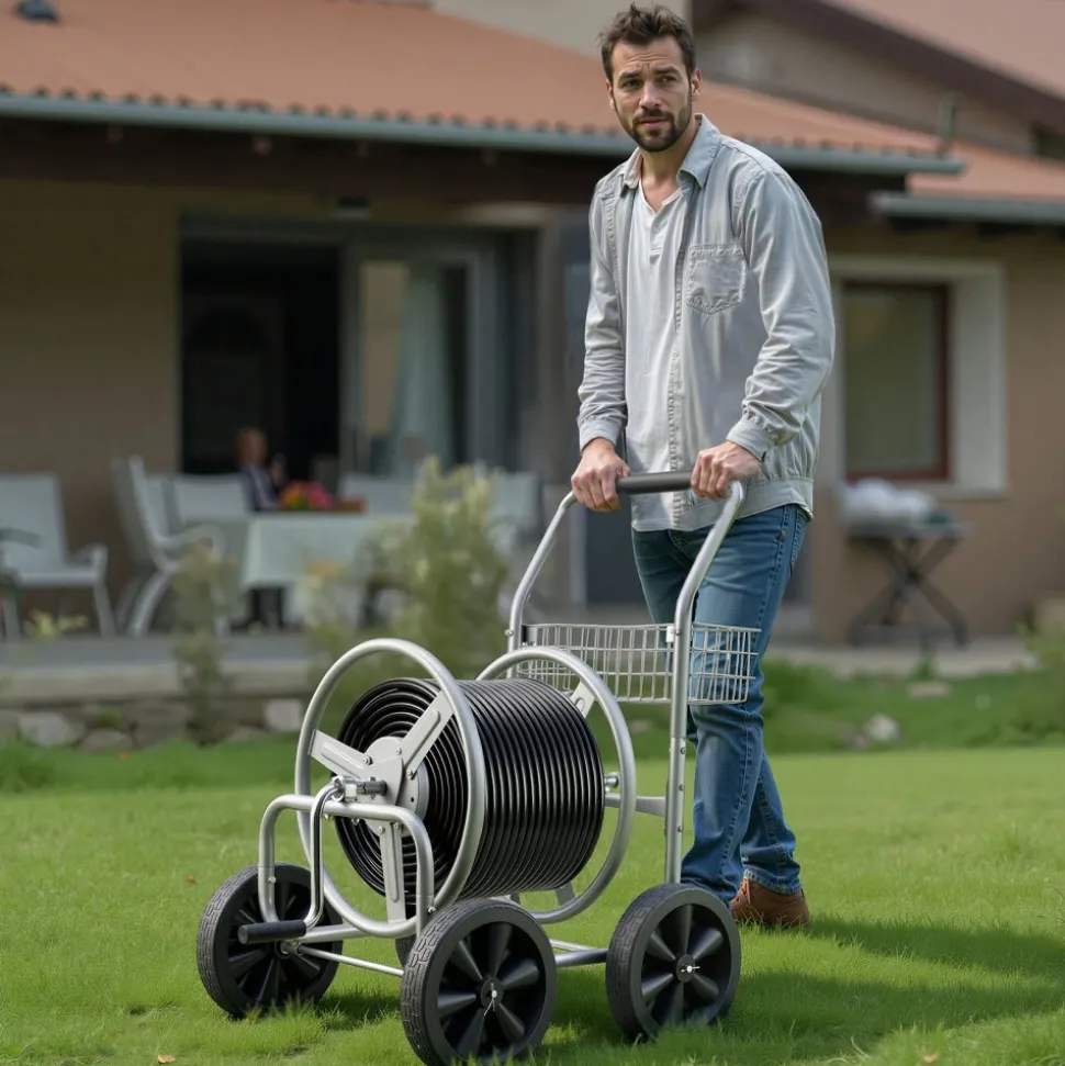 VEVOR Hose Reel Cart, Hold Up to 175 ft of 5/8’’ Hose (Hose Not Included), Garden Water Hose Carts Mobile Tools with Wheels, Heavy Duty Powder-coated Steel Outdoor Planting for Garden, Yard, Lawn