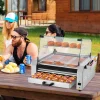 VEVOR Hot Dog Roller, 30 Hot Dog 11 Rollers, Stainless Steel Sausage Grill Cooker, 1950W Hot Dog Machine with Bun Warmer, Cover, 3 Temp Control, Side Storage Box, Oil Drip Tray, for Home & Commercial