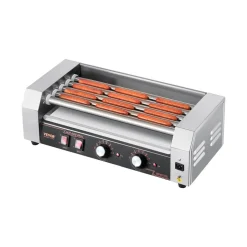 VEVOR Hot Dog Roller, 12 Hot Dog 5 Rollers, Stainless Steel Sausage Grill Cooker, 750W Hot Dog Machine with Dual Temp Control, Removable Oil Drip Tray, for Party Home Commercial