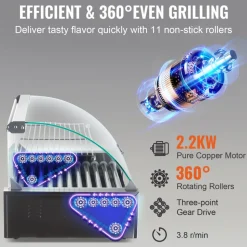 VEVOR Hot Dog Roller, 11 Rollers 30 Hot Dogs Capacity, 1650W Stainless Sausage Grill Cooker Machine with Dual Temp Control Glass Hood Acrylic Cover Bun Warmer Shelf Removable Drip Tray, ETL Certified