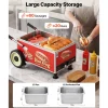 VEVOR Hot Dog Steamer Cart, 1200W Electric Stainless Steel Hot Dog Steam Machine, 86-203°F Temp Adjustable, Portable Cart with Eye-Catching Umbrella & Wheels, for Bakeries, Food Stands, Parties