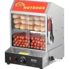 VEVOR Hot Dog Steamer, 28.5QT, 2-Tier Hot Dog Hut Steamer, 86℉~185℉ Temperature Control, Electric Bun Warmer with Tempered Glass Slide Doors Partition Plate Tong, Stainless Steel, for Hot Dogs & Buns