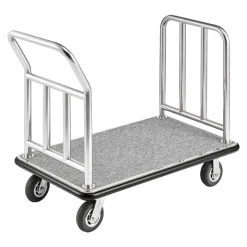 VEVOR Hotel Luggage Cart, 750 LBS Load Capacity, Deluxe Platform Truck with Removable Front Frame, Valet Cart with Grey Carpeted Deck and 6-inch Rubber Wheels, Ideal for Hotels, Condos, Resorts