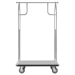 VEVOR Hotel Luggage Cart, 800 LBS Load Capacity, Brushed Stainless Steel Finish Bellman's Cart, Valet Cart with Grey Carpeted Deck and 6-inch Rubber Wheels, Ideal for Hotels, Condos, Resorts, Silver