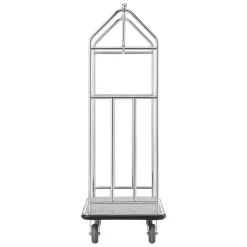 VEVOR Hotel Luggage Cart, 800 LBS Load Capacity, Brushed Stainless Steel Finish Bellman's Cart, Valet Cart with Grey Carpeted Deck and 6-inch Rubber Wheels, Ideal for Hotels, Condos, Resorts, Silver