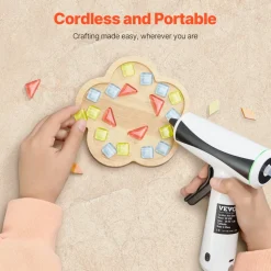 VEVOR Hot Glue Gun, Rechargeable Cordless Glue Gun, Mini Wireless Hot Glue Gun Kit with 2200mAh Battery, 20 Pcs Glue Sticks, Fast Preheating & High Temp, for Crafts, Arts, DIY, Quick Home Repairs