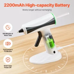 VEVOR Hot Glue Gun, Rechargeable Cordless Glue Gun, Mini Wireless Hot Glue Gun Kit with 2200mAh Battery, 20 Pcs Glue Sticks, Fast Preheating & High Temp, for Crafts, Arts, DIY, Quick Home Repairs